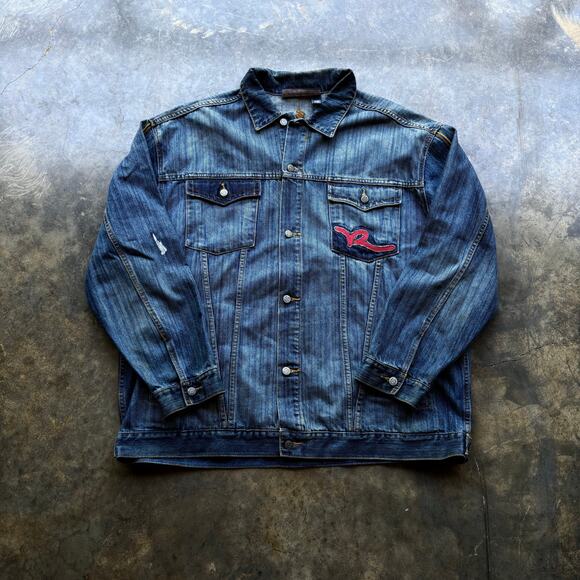 Vintage Y2K‎ Rocawear Embroidered Denim Jean Jacket - Picture 1 of 6